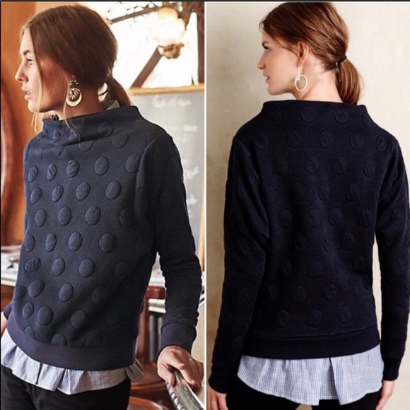 Anthropologie Sweaters - Anthropologie Dot Navy Blue Sweater Small